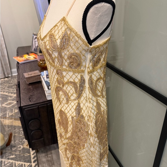 Elegant Gold and Cream Fringe Dress - Picture 5 of 6